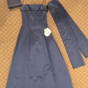 Royal blue straples gown w/purse &  jewelry Sz 3/4